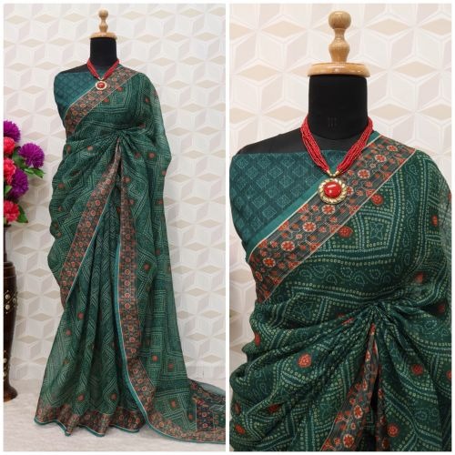 Radhika Kt 06 C Printed Linen Cotton Ethnic Wear Designer Saree Collection